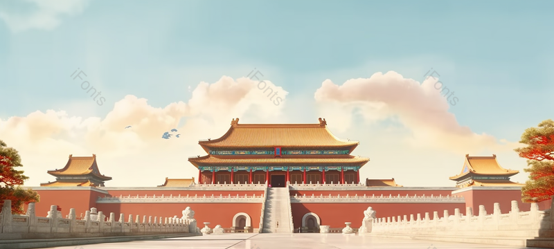 中国故宫建筑午门天气晴朗阳光明媚国庆节插画,插画/手绘图,插画/手绘图库,插画/手绘图下载,插画/手绘